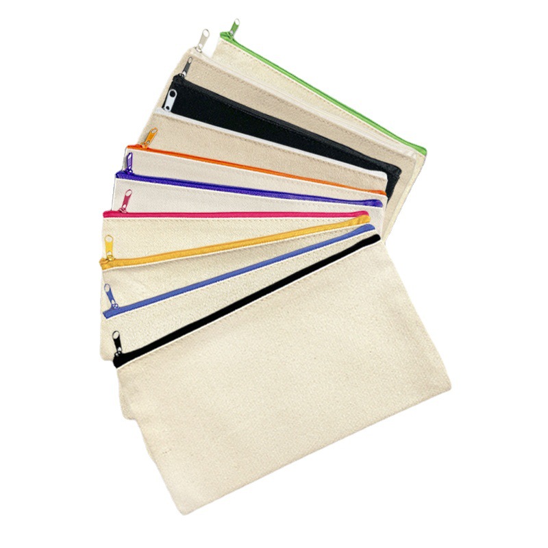 Amazon Cross Border Zipper DIY Graffiti Pencil Bag Cotton Pencil Bag Blank Spot Storage Pencil Bag Canvas Pencil Bag