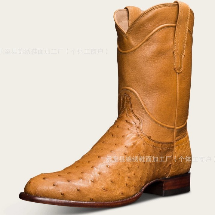 Factory Direct Sales Foreign Trade New Pointed Toe Special Material Short Tube Medium Tube Men's Casual Versatile Men's Boots