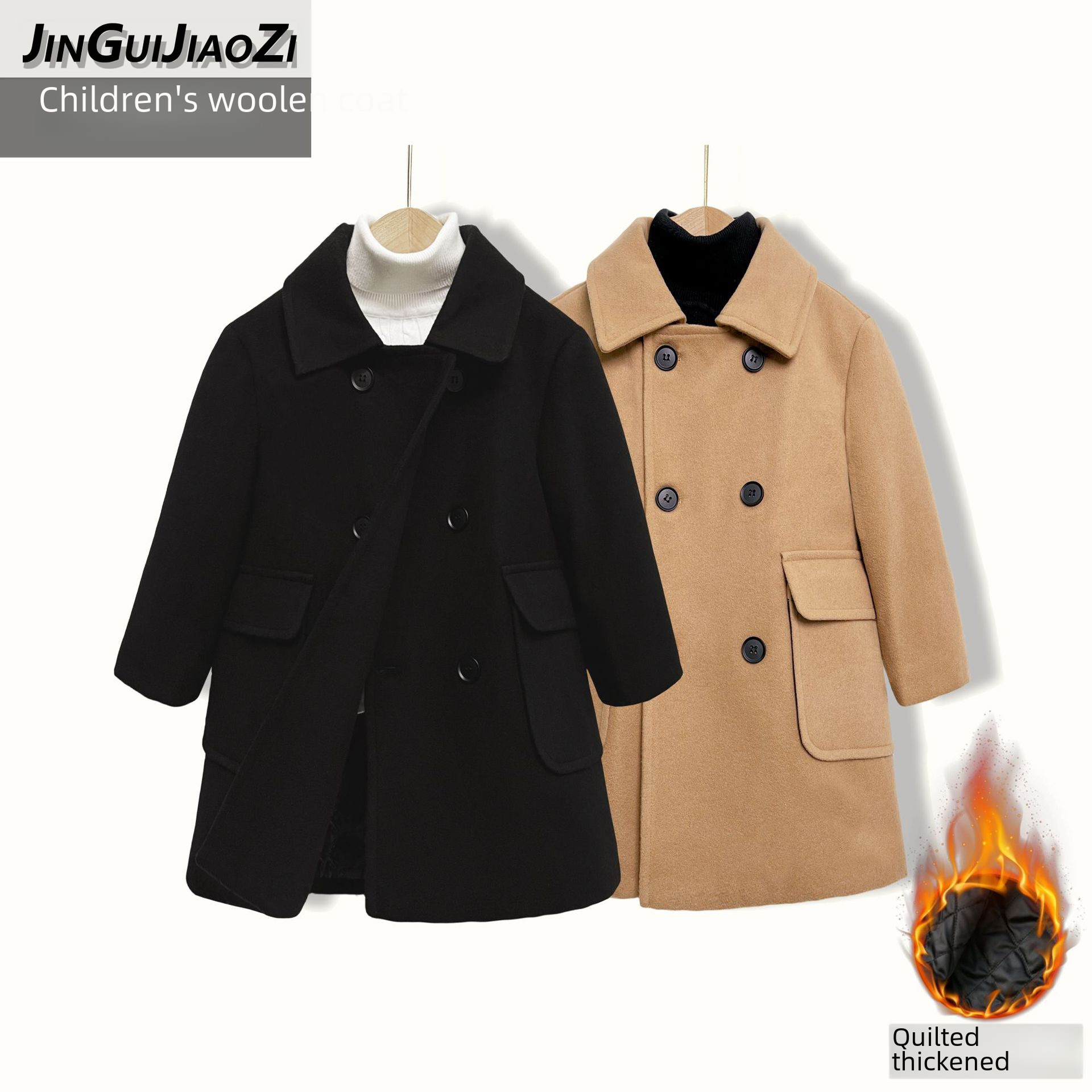 Autumn and Winter new children's clothing boys' plaid wool woolen coat medium and big children's casual woolen coat mid-length top