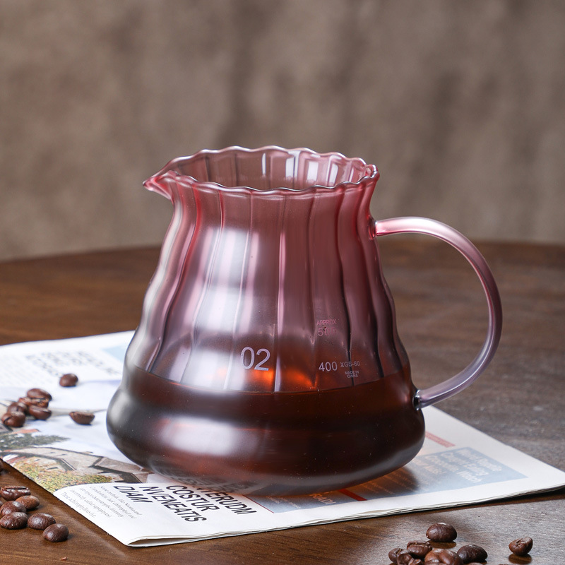 Factory custom glass coffee pot hand punch pot color walnut coffee filter punch coffee pot suit