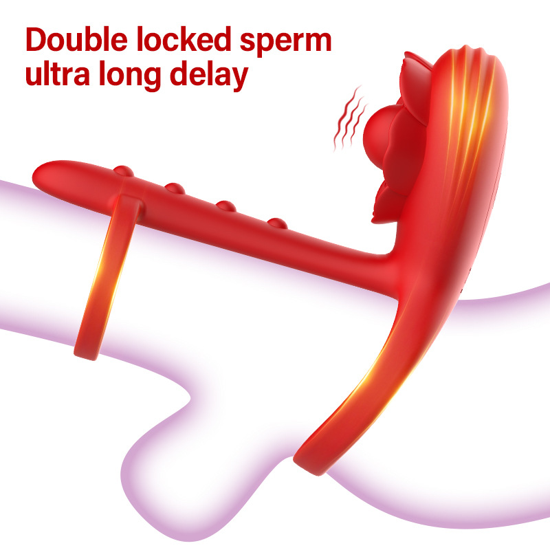 Cross-Border New Product App Remote Control Cupid Lock Essence Ring Couple Rose Double Ring Vibrating Adult Products