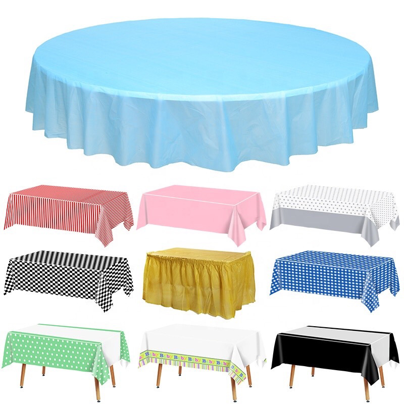 Одноразовая скатерть Peva квадратная в клетку, биоразлагаемая, водоотталкивающая, для праздников, однотонная, круглая