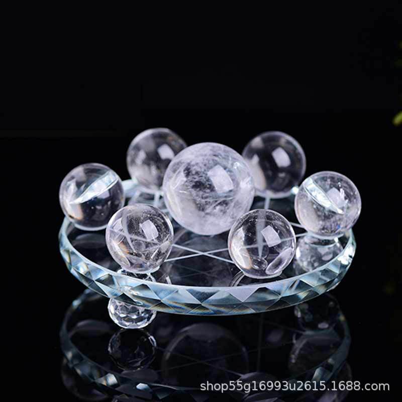 Colorful Seven Star Array Ornaments Natural Crystal Ball Seven Star Array Plate Feng Shui Ornaments White Pink Amethyst Seven Star Array