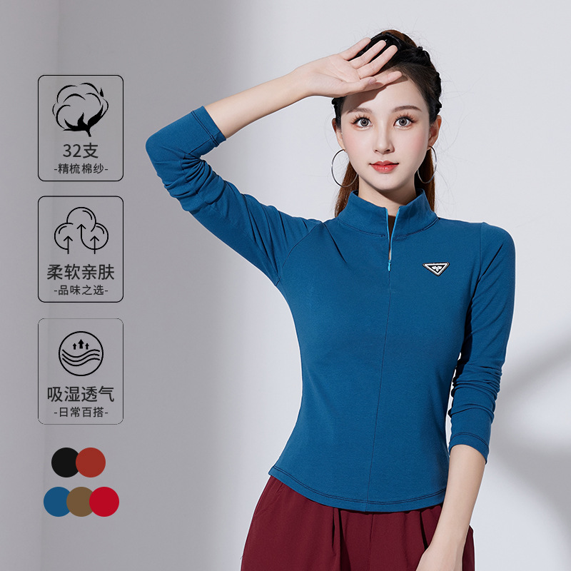 Tingziqi autumn and winter square dance clothing new half zipper top fried street Internet Celebrity Slim bottoming shirt group Sports