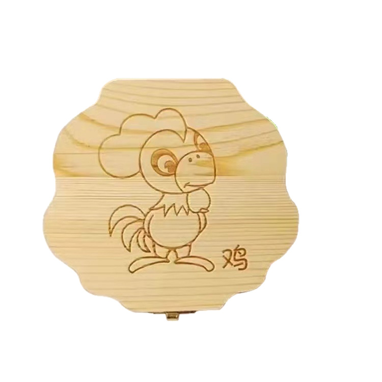 Solid Wood Kidsren's Tooth Memorial Box, Twelve Zodiac Deciduous Tooth Box, Tooth Loss and Tooth Replacement Storage Box, Fetal Hair Memorial Box
