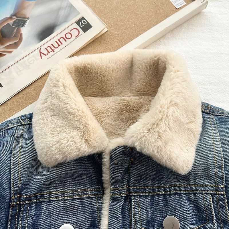 Children's Denim Jacket Fleece-Lined and Thickeneded 2025 New Kidsren's Clothing Baby Autumn and Winter Boys' Clothes Winter Boys' Winter Clothes