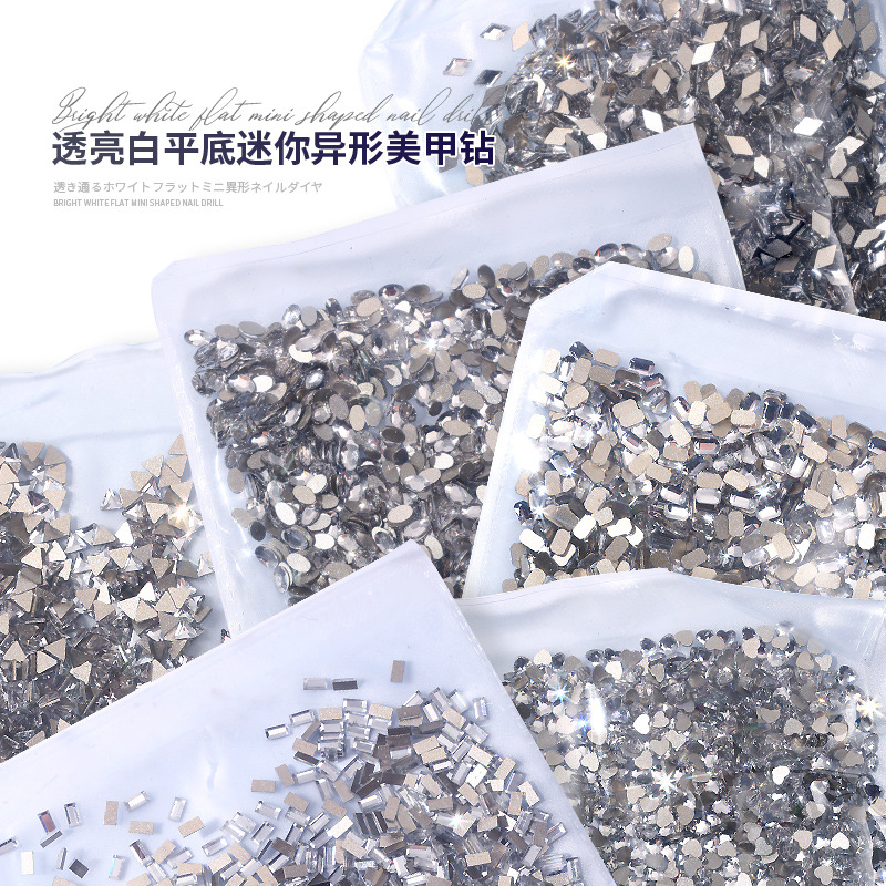 Mini small size special-shaped flat diamond flash mixed Diamond White mixed jewelry k9 diamond jewelry nail jewelry wholesale