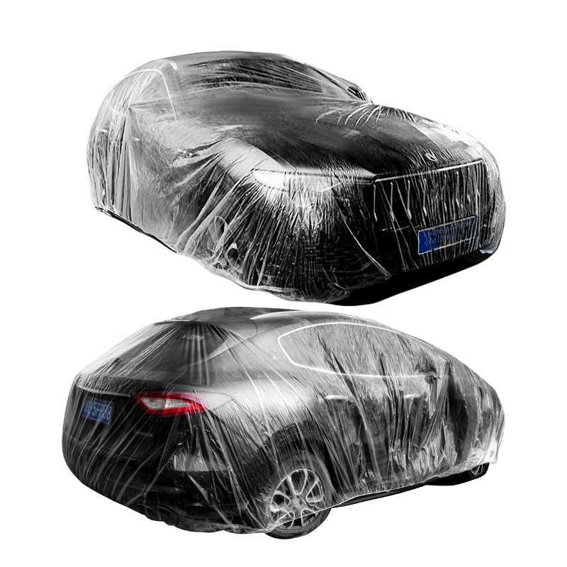 Car Disposable Car Clothes Universal High Pressure PE Film Rainproof Car Clothes Cover Protective Plastic Transparent Thickened Car Clothes