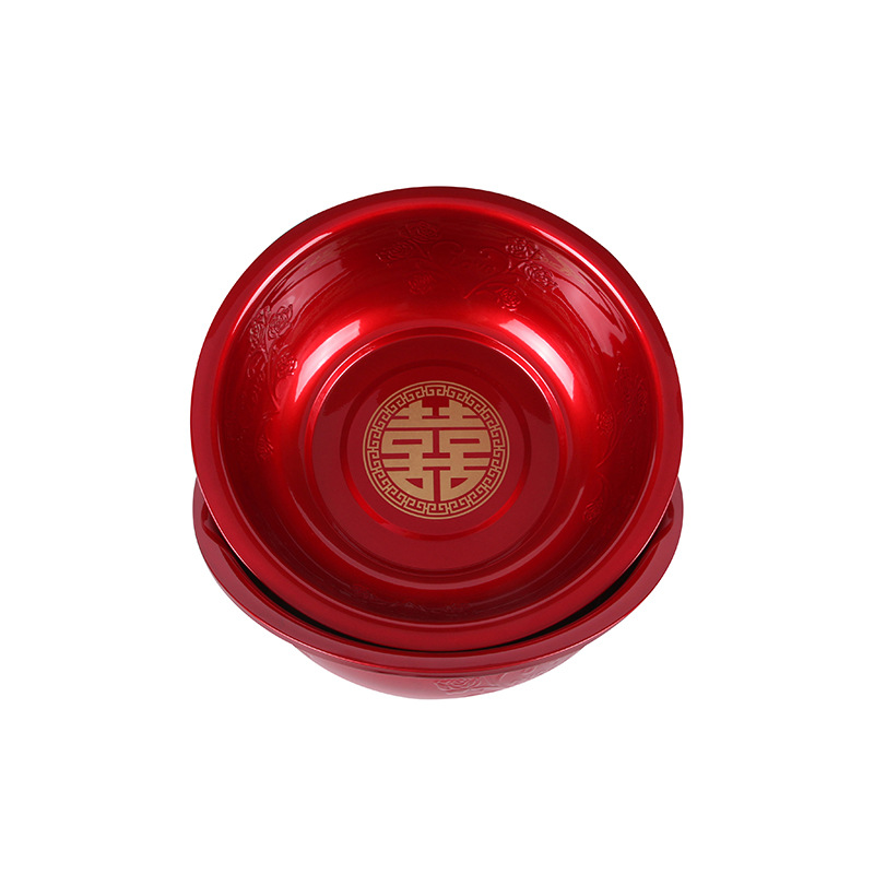 Wedding celebration basin with wedding basin stainless steel wedding basin wedding festive washbasin wedding supplies thickened red wedding washbasin