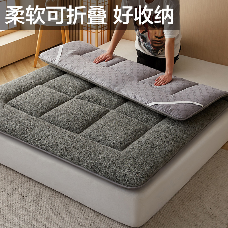Lamb's Wool Mattress Cushion Household Winter Thickeneded Student Single Dormitory Milk Velvet Bottom Mattress Mattress Quilt