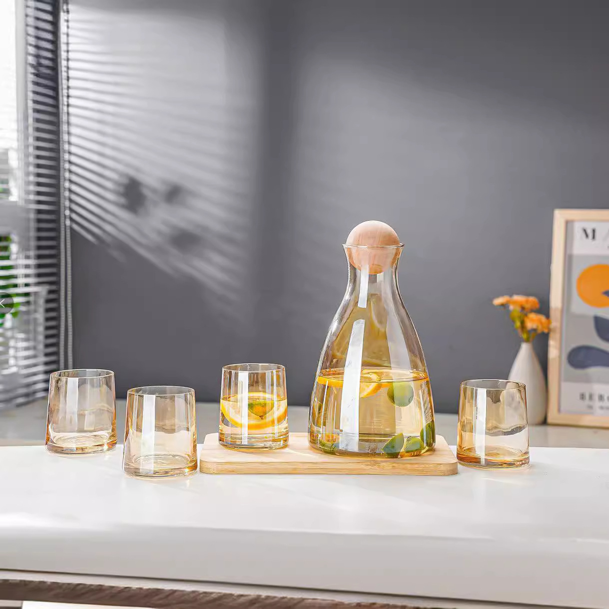 Light Luxury, Simple and Heat-Resistant Cold Water Kettle, High Borosilicate Glass, High Temperature Resistant, Household Large-Capacity Tea Brewing Set, Tea Set