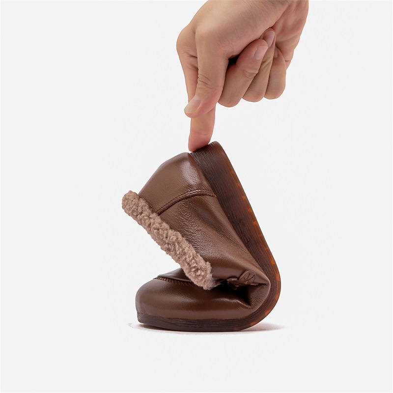 Autumn and Winter Middle-aged and Elderly fleece-lined Shoes Beef Tendon Soft Bottom Flat Heeled Shoes for the Elderly Thickened Genuine Leather Warm Moms Shoes Mao Mao Shoes