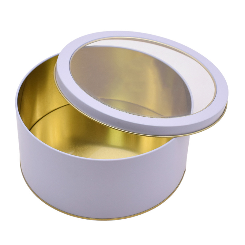 Food-Grade Baking Jar Cookie Tin Box Tin Cake Tin Box Window Mousse Cake Tin Box Round