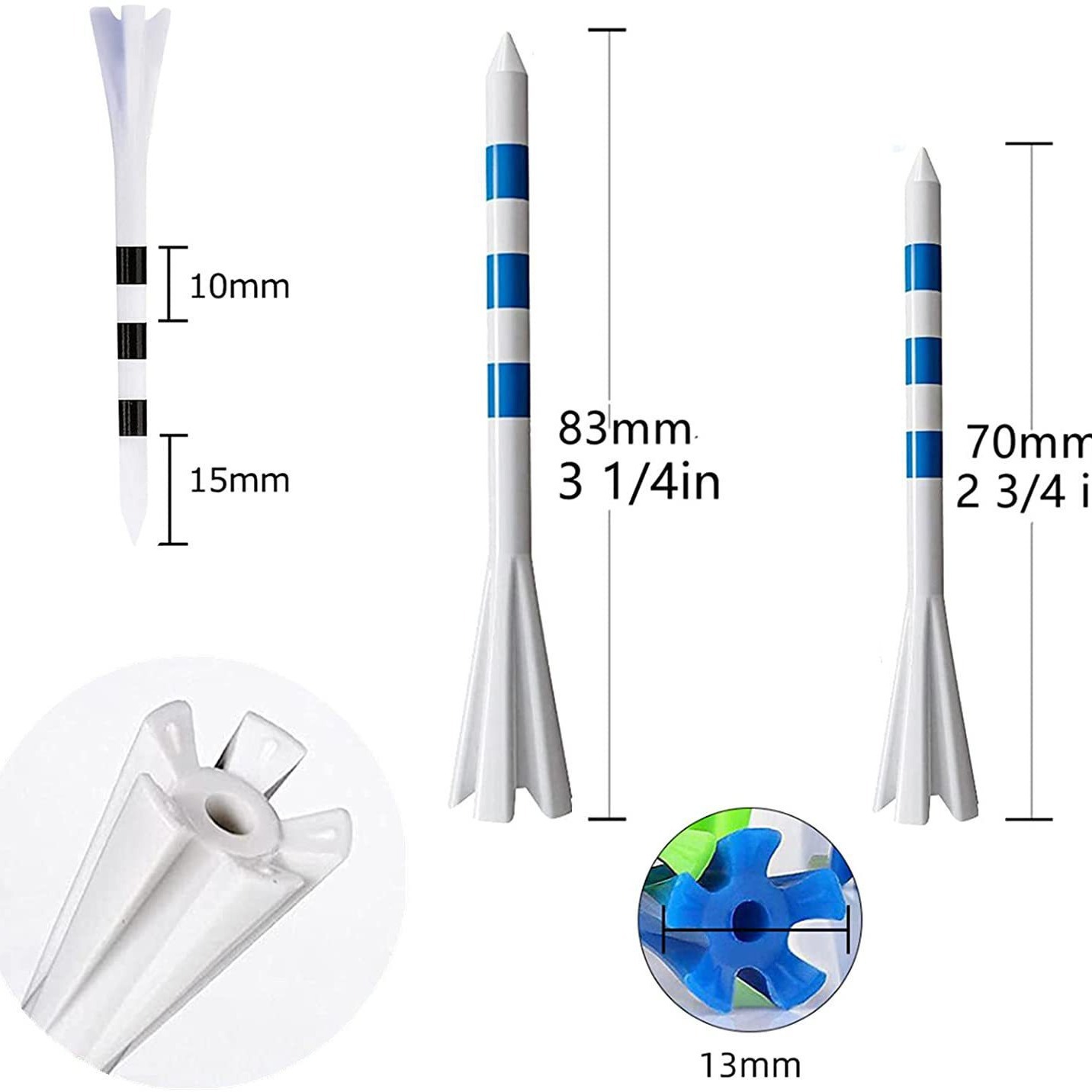 38Mm70Mm83Mm Golf Tee Five-Claw Spike Multi-Size Multi-Color Plastic Ball Spike for Golf Use