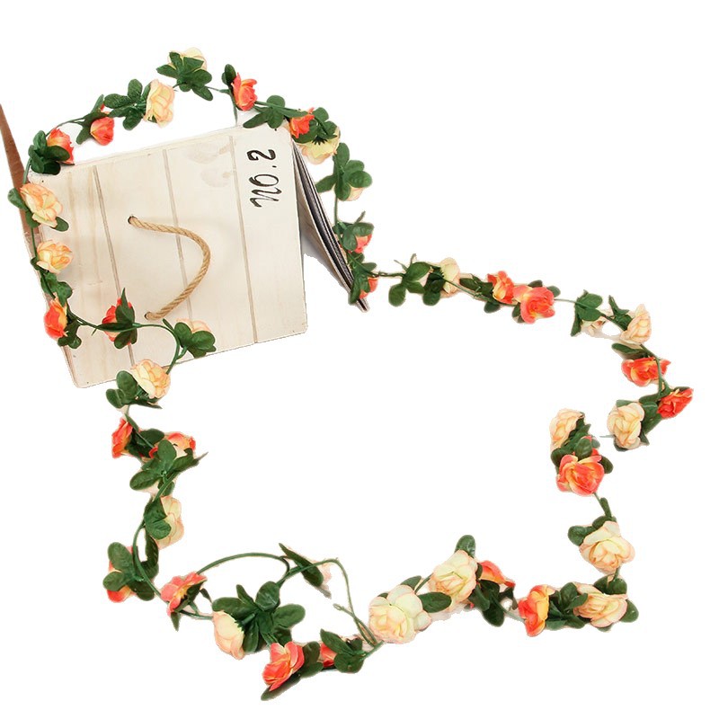 Cross-Border Amazon Artificial Rose Vine with 45 Double-Color Flower Heads, Peony Vine for Covering Unsightly Areas, Air Conditioning Soft Decoration