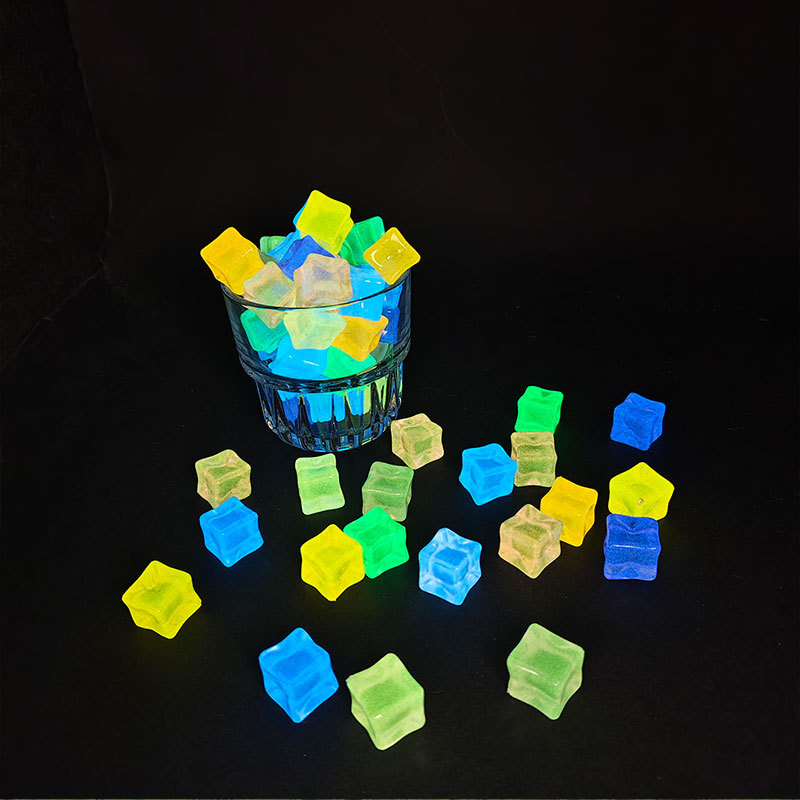 14-18mm Luminous Square Ice Cube Photo Props Luminous DIY Jewelry Accessories Colorful Fluorescent Christmas Luminous Stone