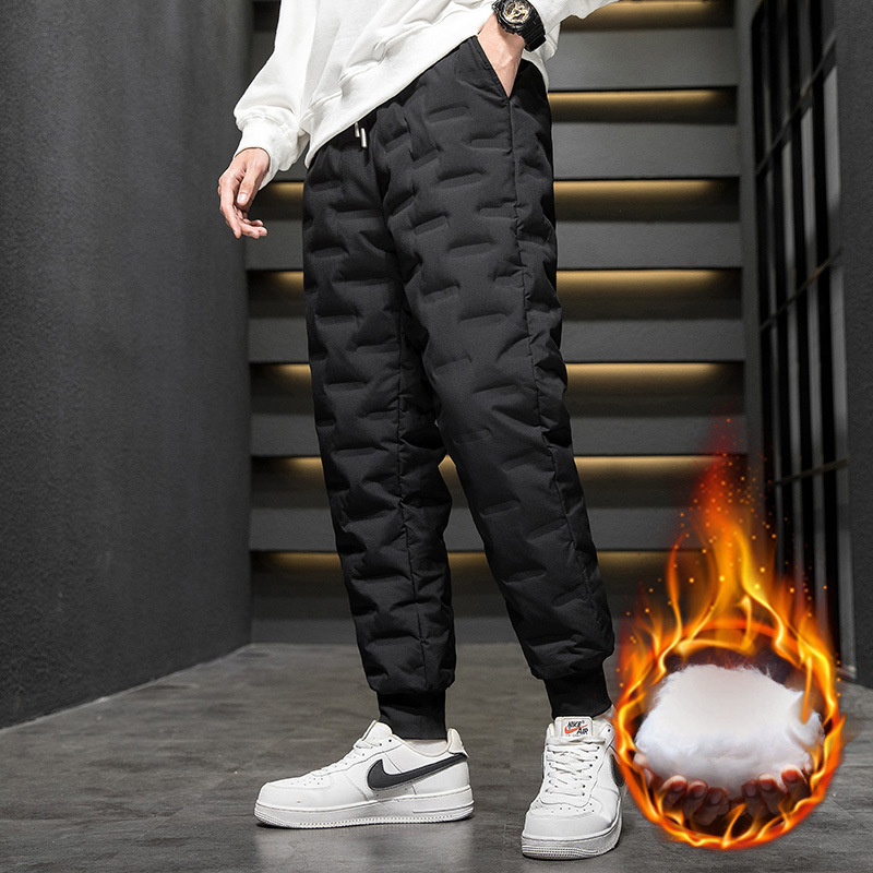Men's Cotton Pants Fleece-lined Thickened Outer Wear Autumn and Winter Warm Cotton Pants Loose Fashionable Cold-proof Casual Pants for Men