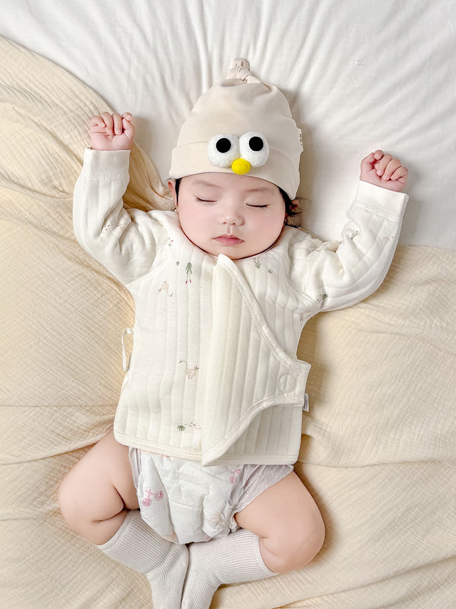 Newborn Half-Back Winter Style Newborn Baby Autumn and Winter Warm Quilted Type a Boneless Monk Suit Top Drop Shipping