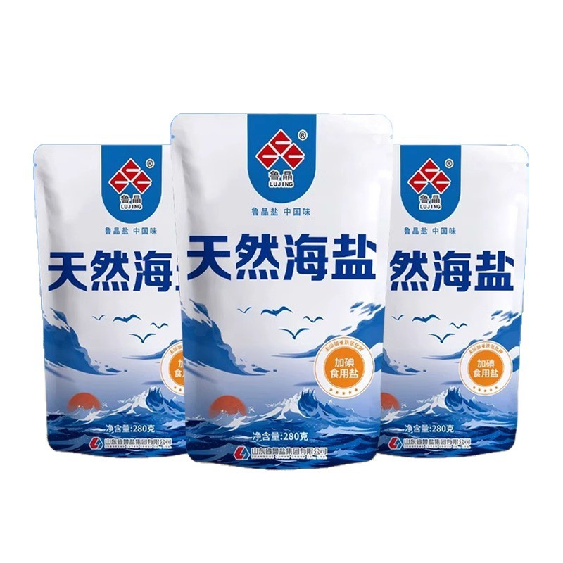 [Official Authentic] Lujing Natural Sea Salt 280g No Iodized Edible Salt Condiment Without Anti-Caking Agent