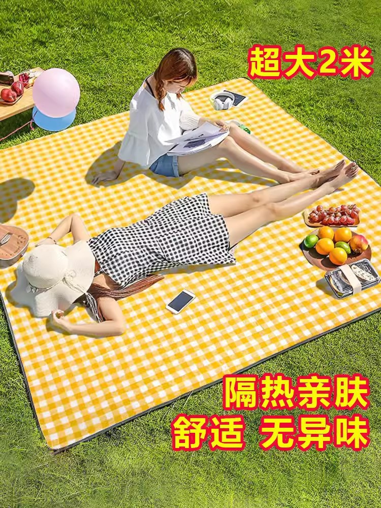 New Style Cooking Mat Moisture-proof Thickened Ins Style Outdoor Outing Portable Mat Oversized Foldable Plaid Picnic Mat