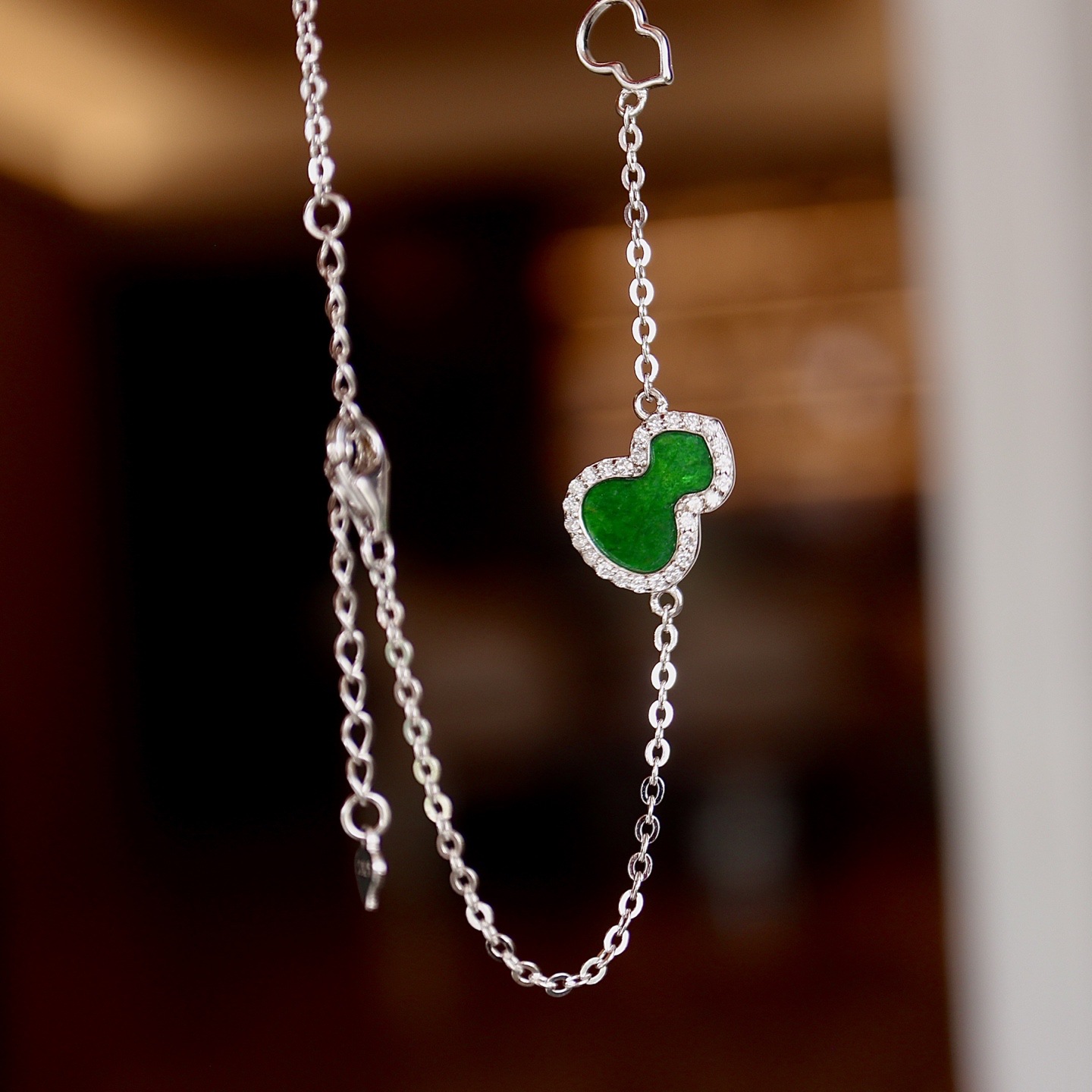 2025 Popular Natural Burmese Jade Gourd Set S925 Sterling Silver Design Jade Necklace Live Supply Jewelry