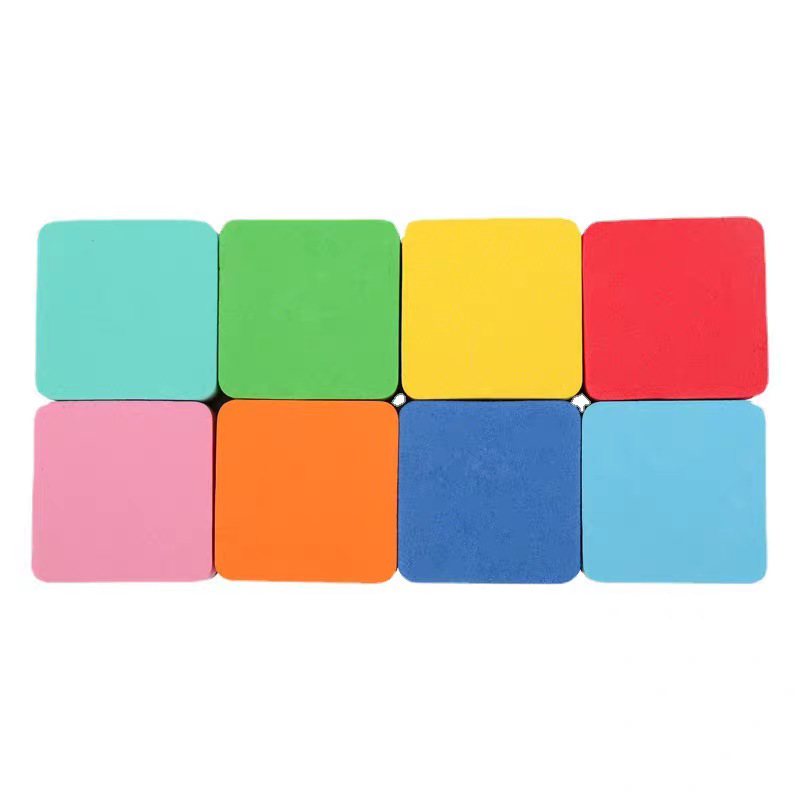 Manufacturer Wholesale Whiteboard Eraser Magnetic Eva Felt Cloth Blackboard Eraser 5*5 Square Eraser Colorful Square