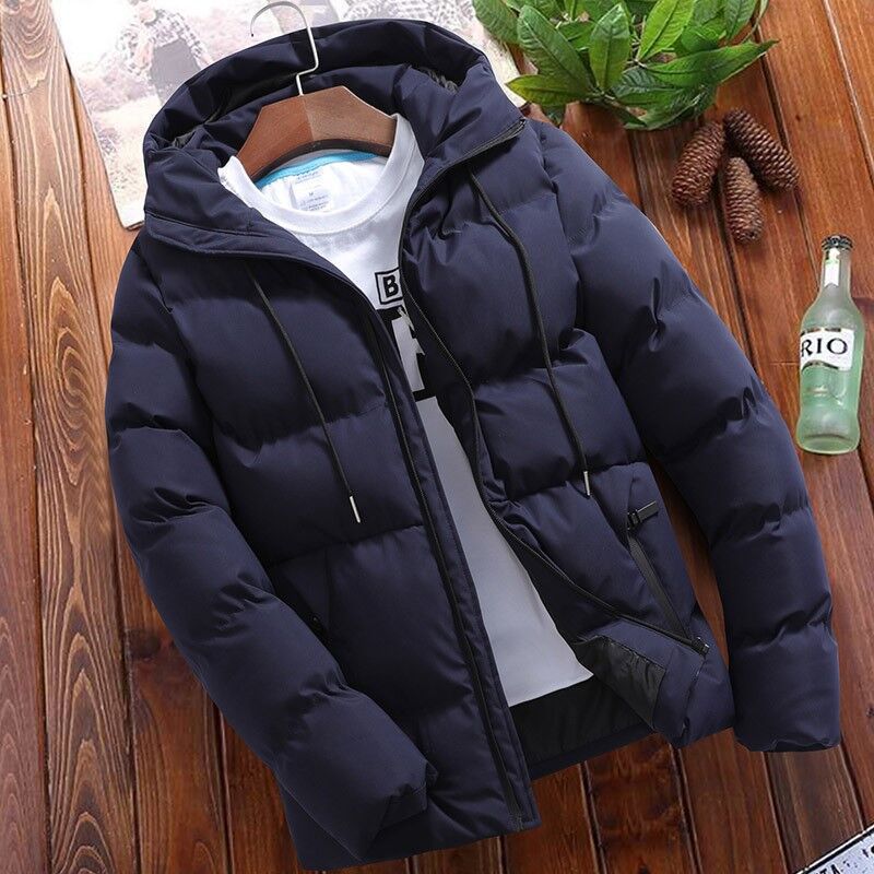 Foreign Trade Wholesale Autumn and Winter Cotton-Padded Jacket for Men, Short Thickened Youth Hooded Cotton Coat, Trendy Casual Warm Cotton-Padded Jacket