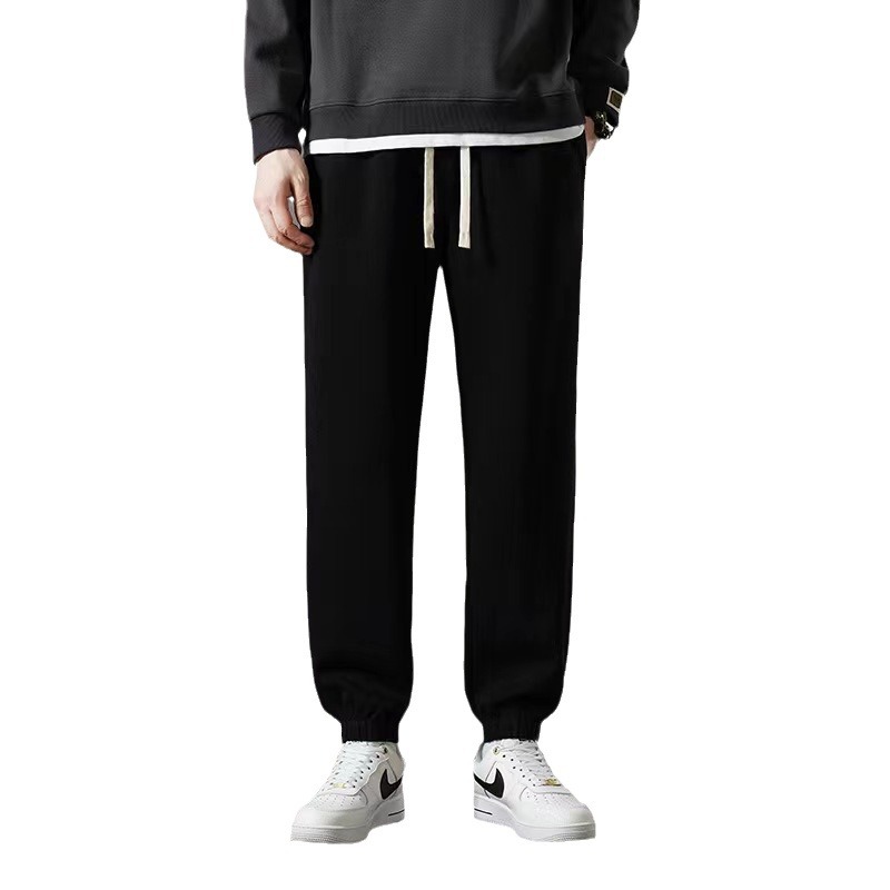 Sports pants men's autumn and winter fleece-lined thickened warm ankle-tied pants men's loose trendy plus size fat casual pants