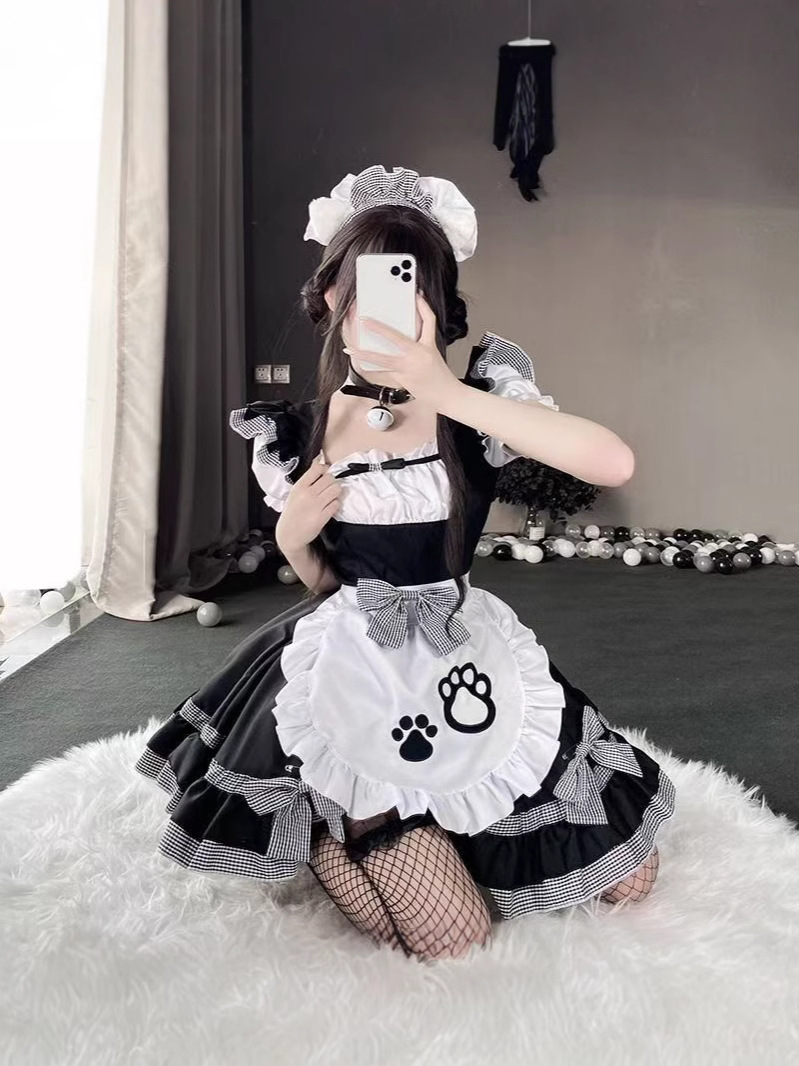 Maid Cute Girl Lolita dress Lolita cosplay Cat Cat Ear Niang Japanese Maid Full Set
