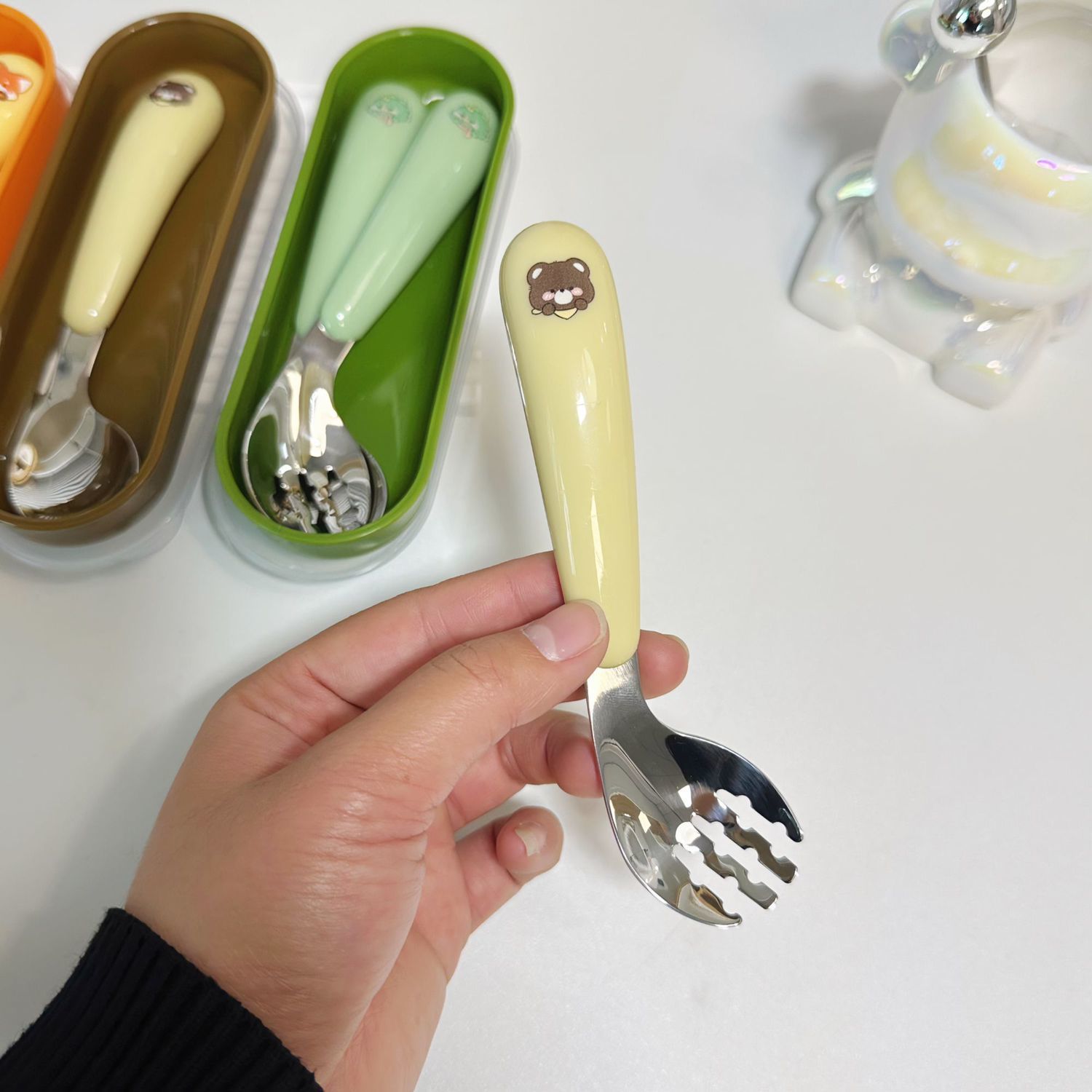 Children's training spoon stainless steel ingot spoon baby spoon baby spoon food grade children's spoon tableware box