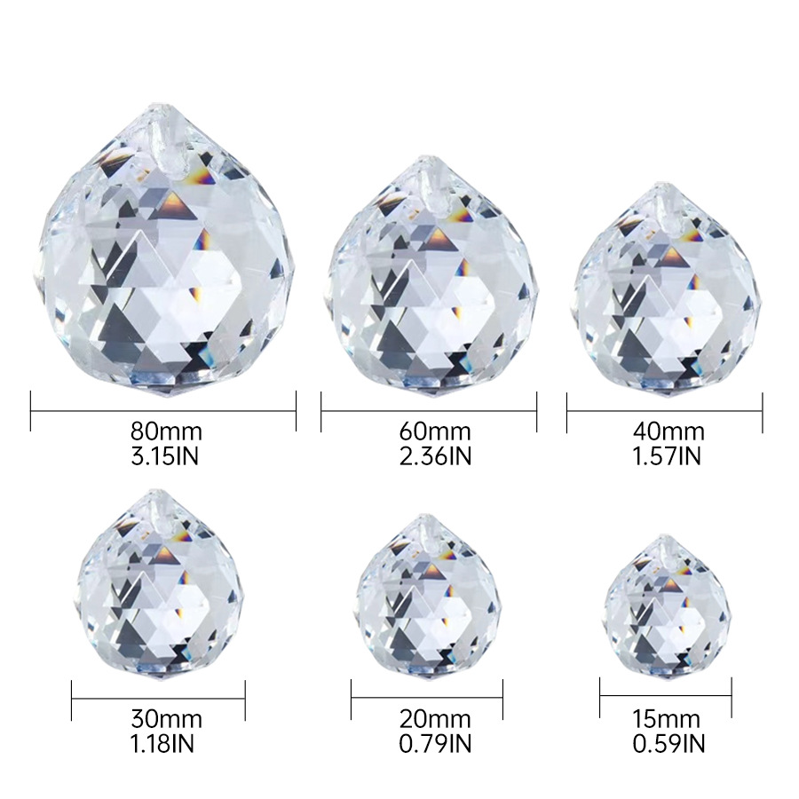 Wholesale Crystal Lighting Ball 15.20.30.40.50.60.70.80.100 Machine-Grinding Transparent Faceted Crystal Ball