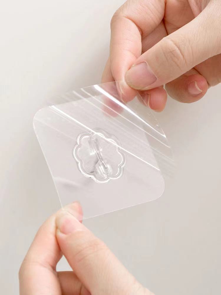 Kitchen Traceless Adhesive Hooks, Bathroom Transparent Wall-Mounted Sticky Hooks, Strong Nail-Free Small Hooks for Behind the Wall or Door, Wall-Mounted Type