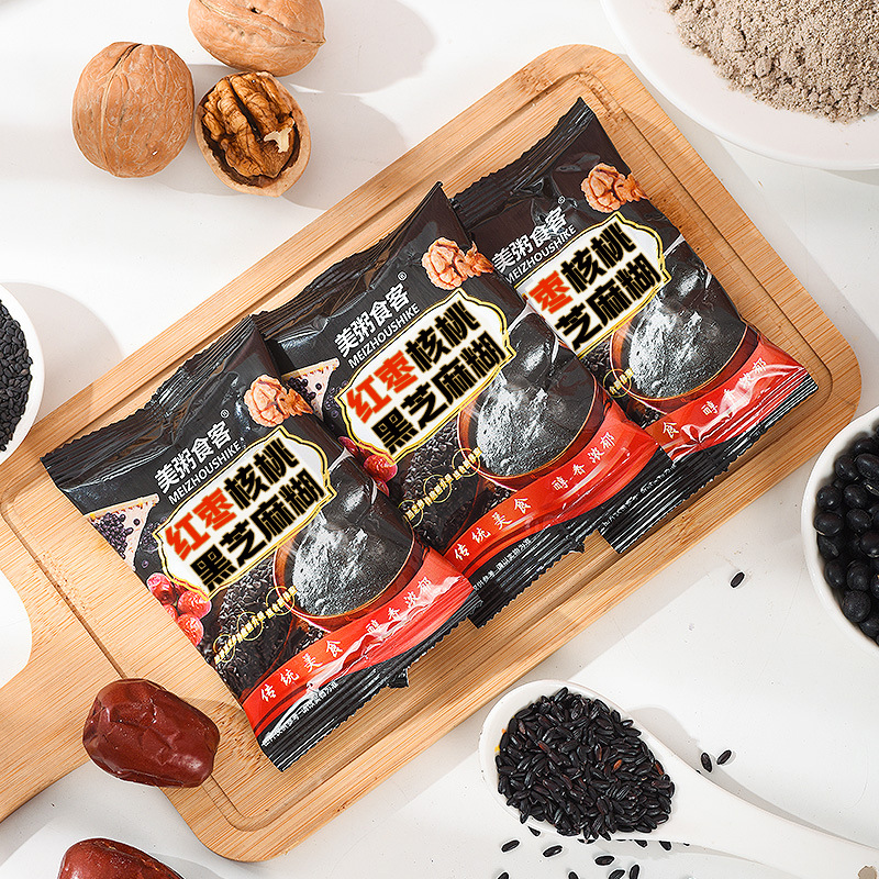 Meimei Eater 500g Wholesale Agent Red Dates Black Sesame Paste Walnut Powder Sesame Paste Portable Large Bag Small Bag