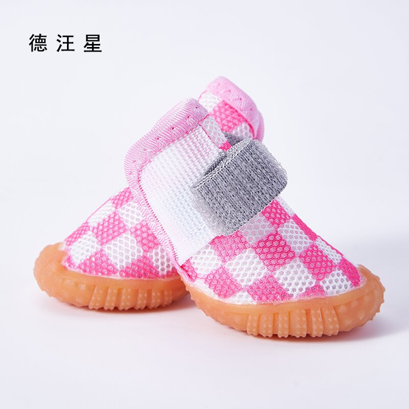 Dewangxing puppy mesh shoes upgraded breathable sandwich thickened mesh dog shoes set of 4 pieces