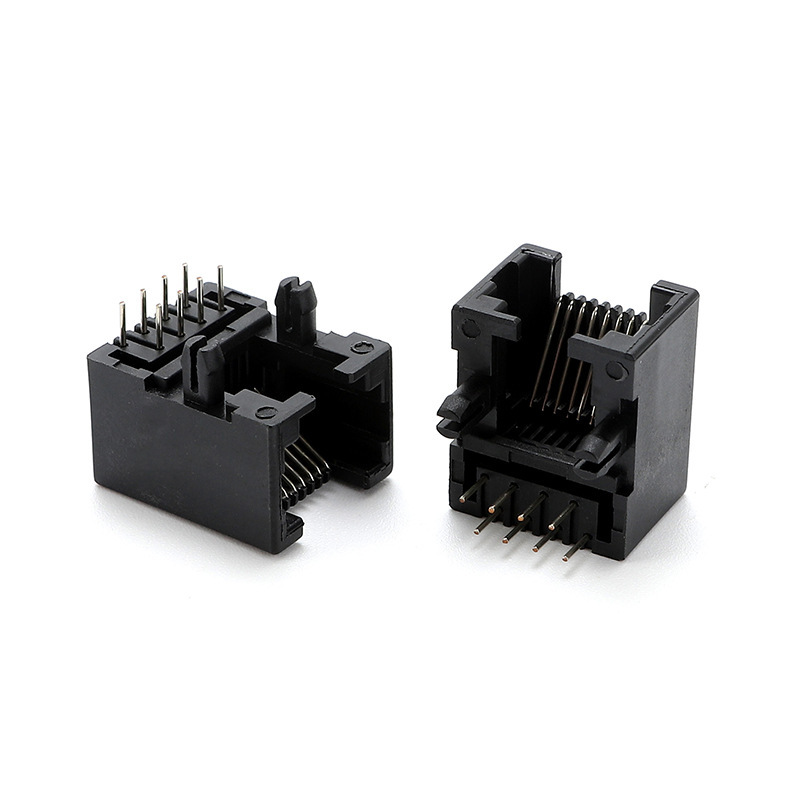 RJ45 53A 8P8C black vertical plastic shell 8 core crystal head network socket