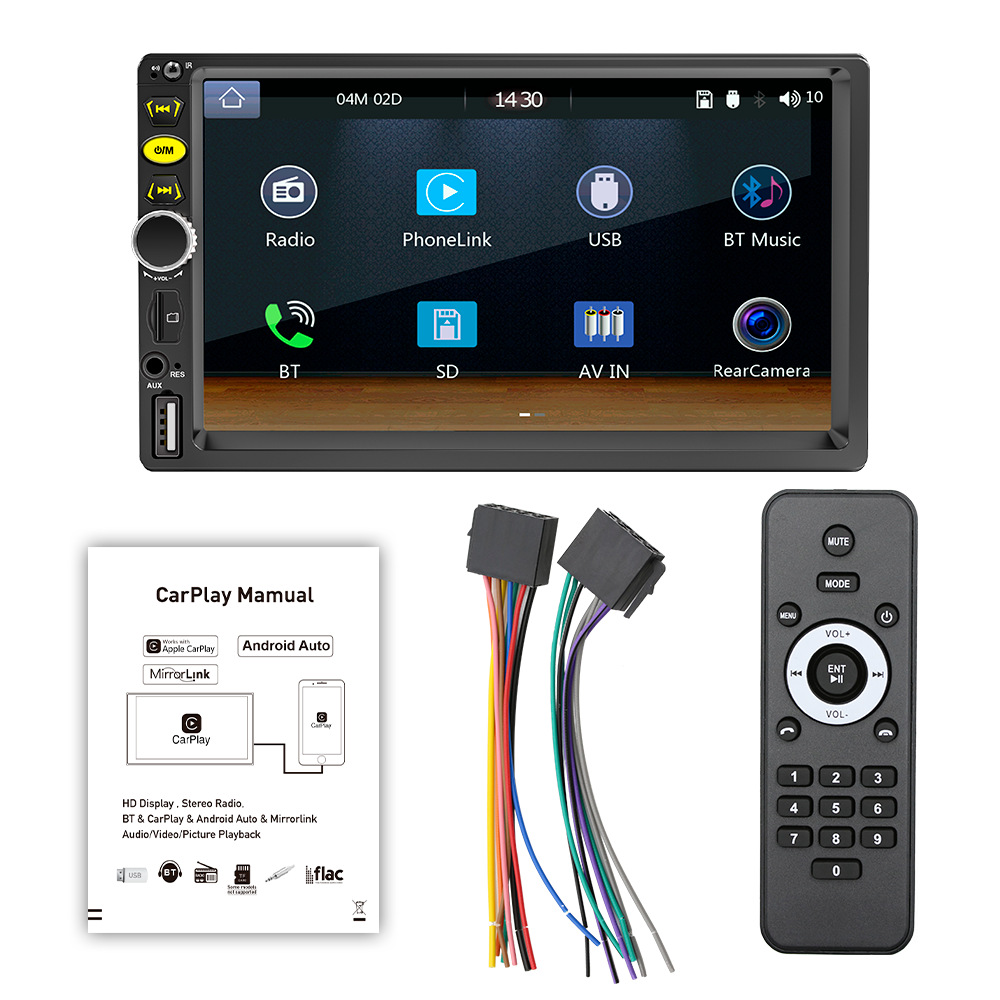 New 7-inch HD capacitive screen car MP5 host mobile phone interconnection Bluetooth player wired carplay