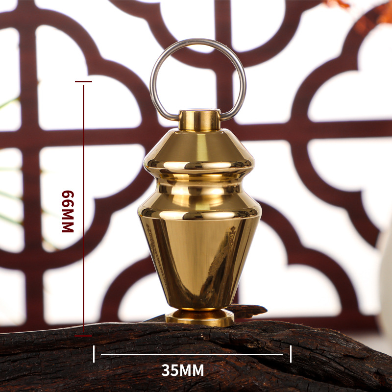 Pure Copper Prayer Wheel with Paper Scriptures, Handheld Guanyin Mantra for Peace, Manual Brass Prayer Wheel