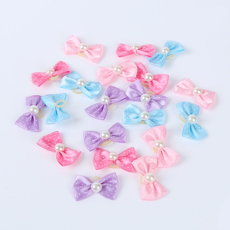 Pet Supplies Pet Dot Bow Rubber Band Hair Ring Dog Headdress Teddy Yorkshire Marzis Headwear