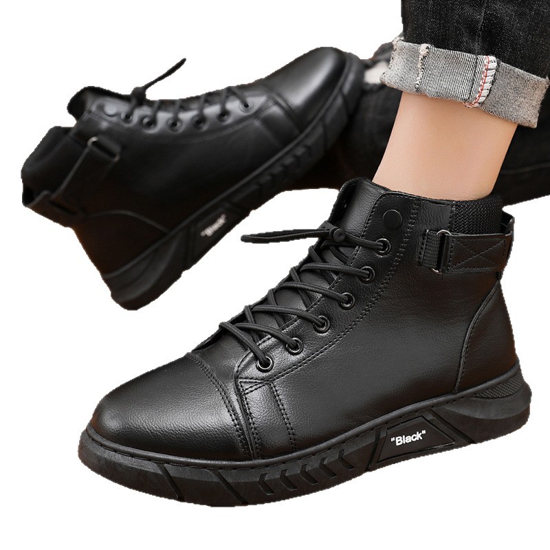 2024 Cross-Border Large Size Martin Boots for Men, British Style Men's Boots, High-Top Men's Casual Leather Boots, Trendy Hot Item
