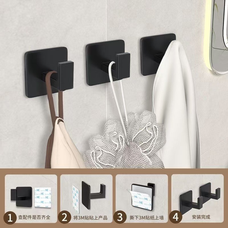 Квадратный одинарный крючок для спальни, черный крючок для одежды, настенный, креативный крючок для одежды