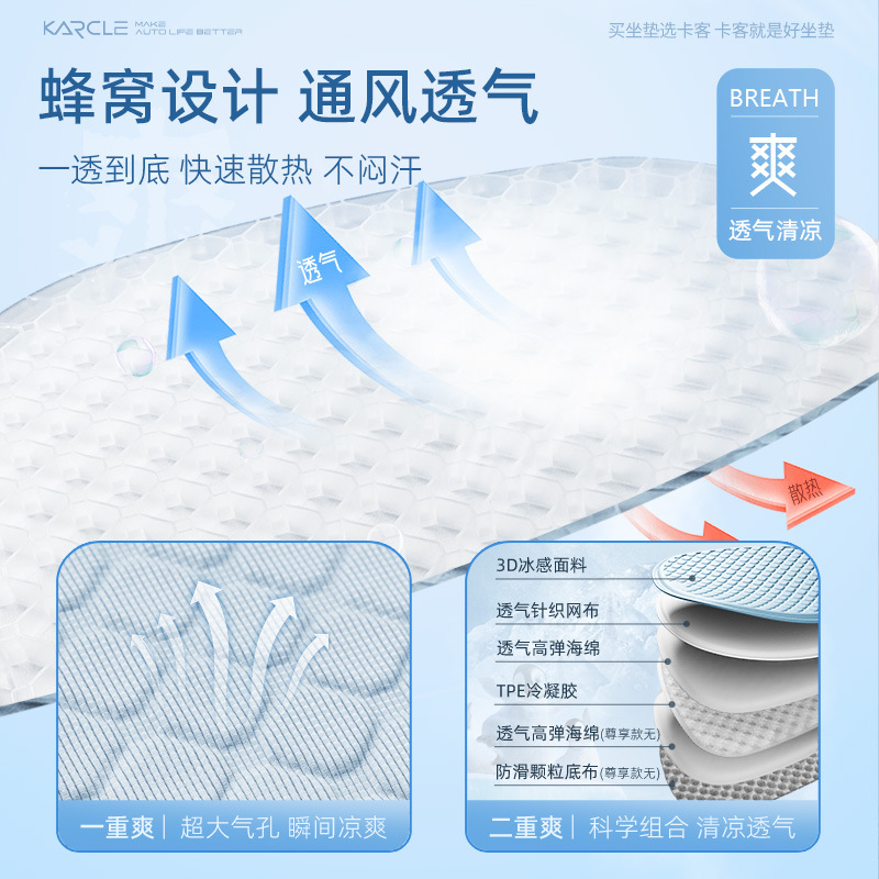 Car Seat Cushion Summer Breathable Cool Cushion Ice Silk Silicone Gel Cushion Ventilation Office Ice Cool Fat Cushion In Car