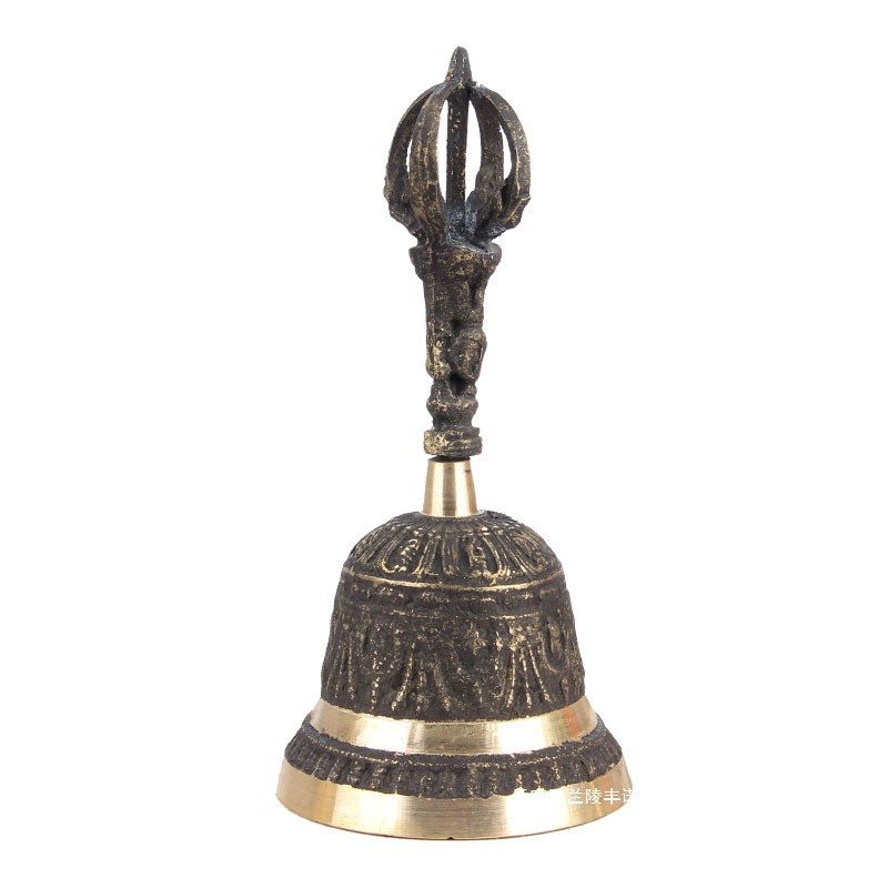 Brass Vajra Bell Hand Bell Chime Xizang Bell Ethnic Instrument Nepalese Copper Bell Ornament Silk Flower Housewarming Classmate