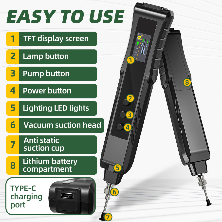 Hr35 Electric Vacuum Suction Pen Ic Chip Patch Component Suction Pen Color Screen Puller Tool Anti-Static
