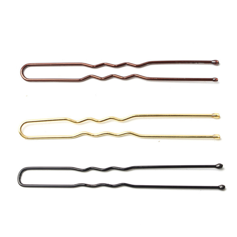 Europe and the United States cross-border black gold U-shaped clip thickened round hair hairpin ball head shape invisible clip U-shaped clip