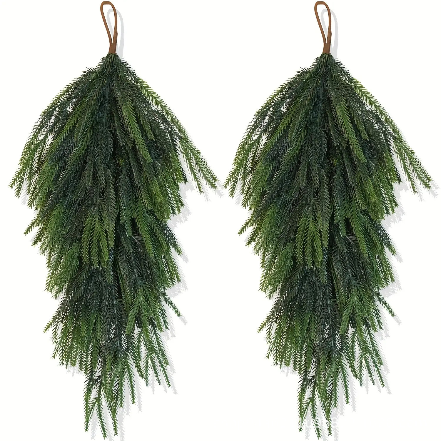 Cross-Border Norfolk Pine Needle Artificial Wall Hanging Amazon Christmas Green Plant Fake Flower Home Decoration Soft Glue
