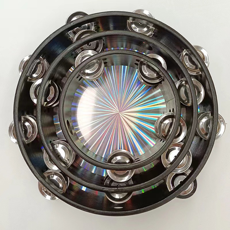 Orff double row laser drum 6-inch 8-inch 10-inch tambourine children's percussion instrument performance performance Hand racket tambourine