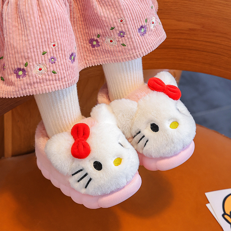 New Autumn and Winter Cartoon Children's Cotton Slippers Big Children's Baby Cotton Slippers Cute Parent-Child Home Non-Slip Warm Cotton