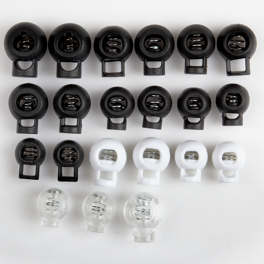 Spot Ball Bead Spherical Plastic Spring Buckle Black and White Transparent Color Hanging Bell Rope Buckle Elastic Buckle Drawstring Elastic White Tail Stop