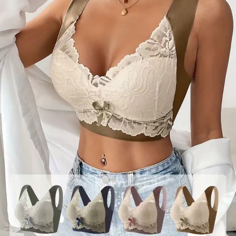 Popular Plus-Size Lace Adjustable Bra for Women 100kg Fat mm No Rims Push-Up Anti-Sagging Beautiful Back Thin Bra