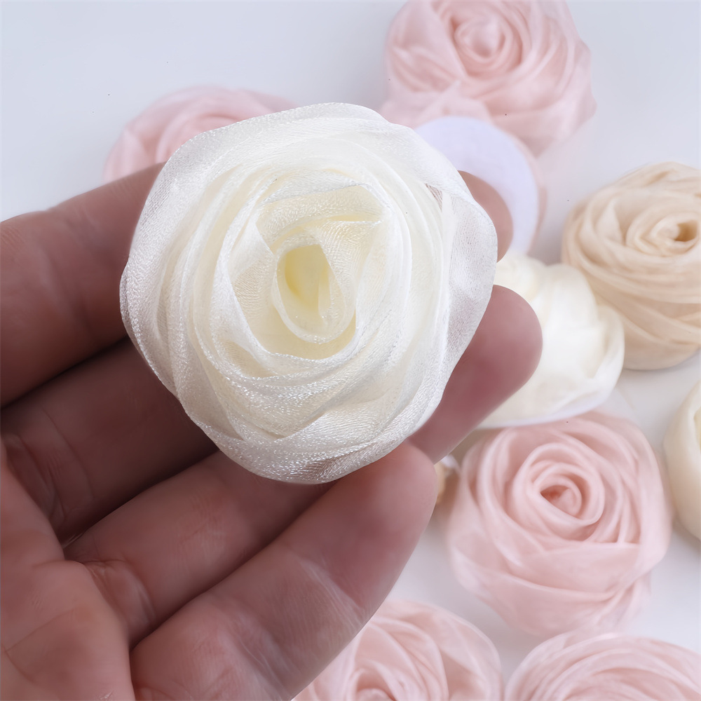 4.5см органза роза цветок снежная марля бутон сумка для обуви одежда DIY декор аксессуары заколка материалы для волос свадьба